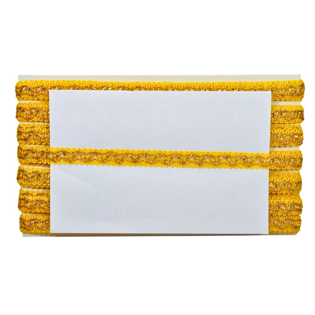 Stack of yellow and white books on a white background